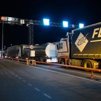 Trucks leaving the port of Tallinn during the coronavirus pandemic