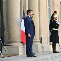 Emmanuel Macron modtager Ursula von der Leyen, Olaf Scholz og Charles Michel i Paris